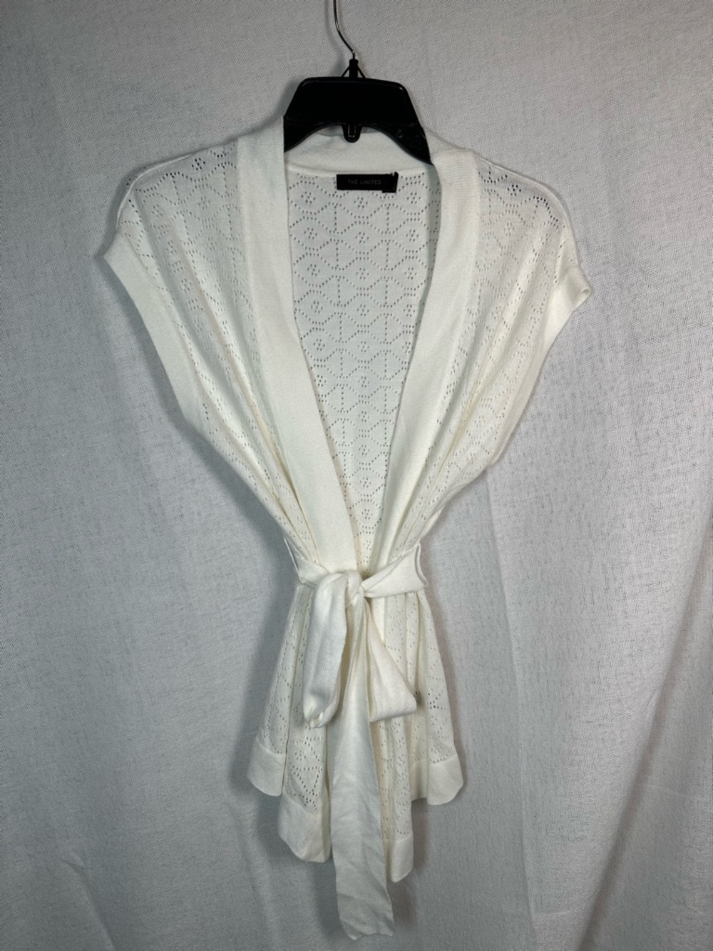 The Limited Cream Eyelet Knit Tie-Waist Wrap